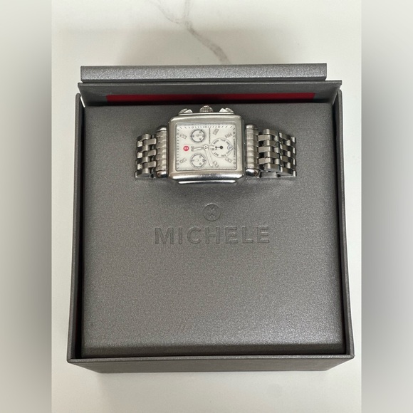 MICHELE Deco Diamond Chronograph Bracelet Watch with 3 straps, 33mm - Picture 10 of 16